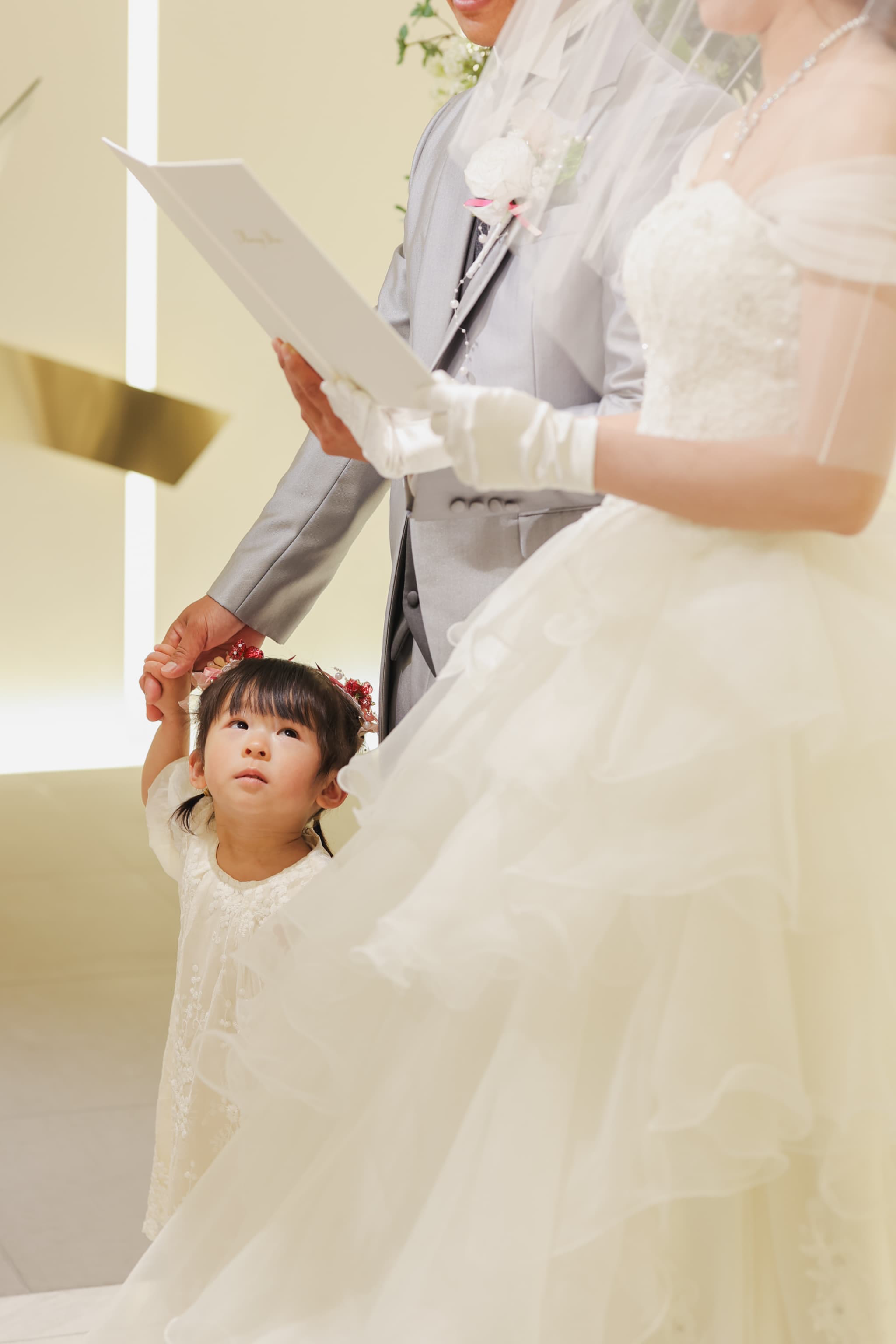 お子さまと一緒に迎えた、笑顔あふれる結婚式